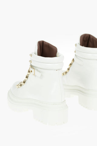 Patent Soft Leather Ankle Boots with Belt