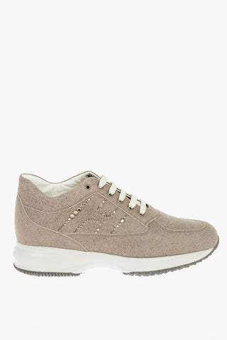 Leather INTERACTIVE Sneakers with Rhinestoned Logo