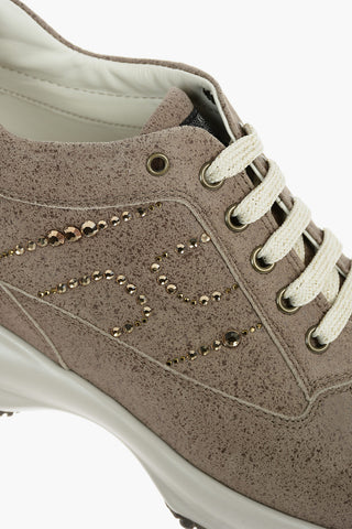 Leather INTERACTIVE Sneakers with Rhinestoned Logo