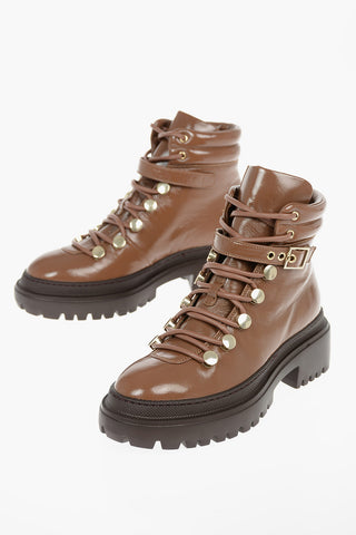 Patent Soft Leather Ankle Boots with Belt