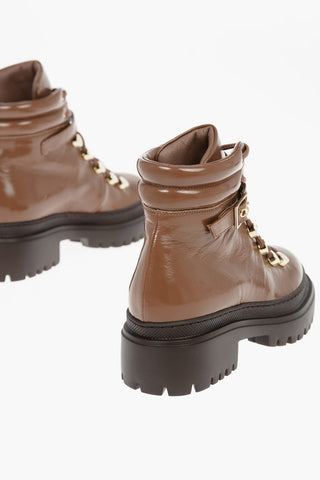 Patent Soft Leather Ankle Boots with Belt