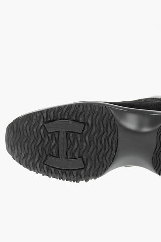 Suede Leather INTERACTIVE Sneakers with Micro-sequined Logo