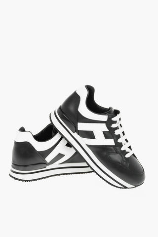Leather Sneakers with Contrasting Embossed Logo
