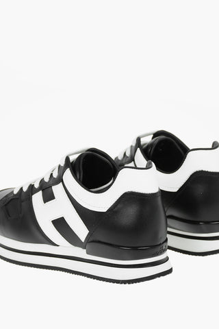 Leather Sneakers with Contrasting Embossed Logo