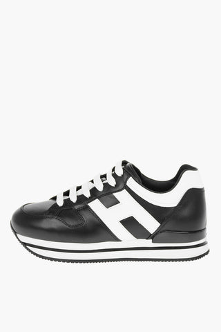 Leather Sneakers with Contrasting Embossed Logo