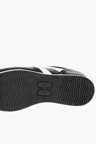 Leather Sneakers with Contrasting Embossed Logo