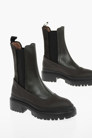Leather Chelsea Booties with Suede Detail