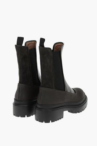 Leather Chelsea Booties with Suede Detail