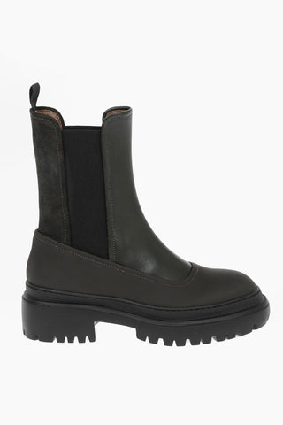 Leather Chelsea Booties with Suede Detail