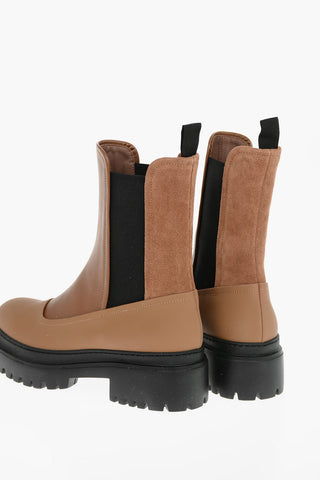 Leather Chelsea Ankle Boots with Suede Detail