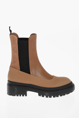 Leather Chelsea Ankle Boots with Suede Detail