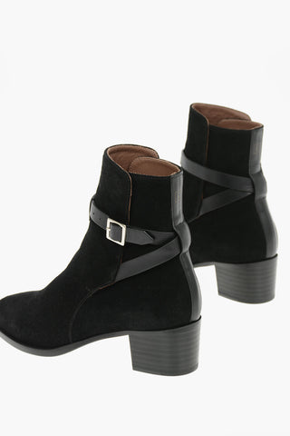 Split Leather Ankle Boots with Belt