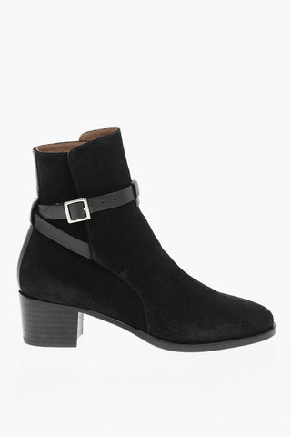 Split Leather Ankle Boots with Belt