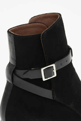 Split Leather Ankle Boots with Belt