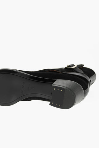 Split Leather Ankle Boots with Belt
