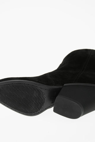 Suede Leather Texan Booties with Back Zip 9cm