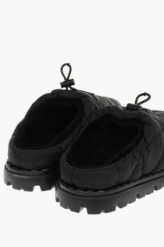 Fur Lined Re-nylon Slippers with Logo Patch