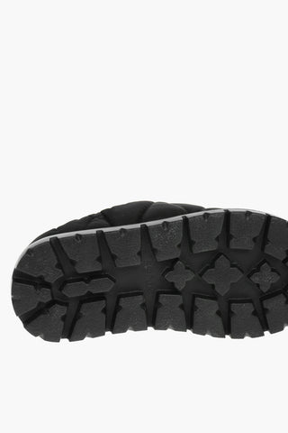 Fur Lined Re-nylon Slippers with Logo Patch