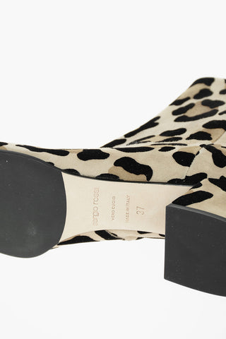 Leopard Printed Suede Leather Ankle Booties with Side zip 5cm