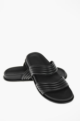 Leather Slides with Wavy Straps