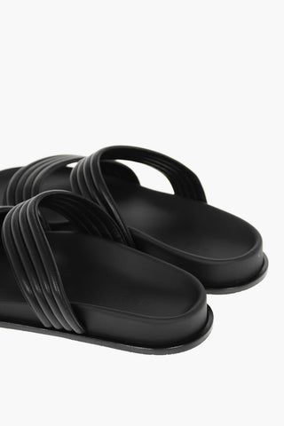 Leather Slides with Wavy Straps