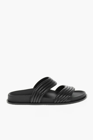 Leather Slides with Wavy Straps