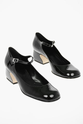 SI Patent Leather Mary-Jane Pumps with Sculptural Heel 5cm
