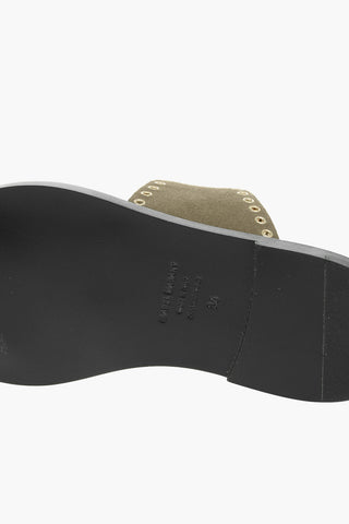 Suede Leather CITY Slides Embellished with Eyelets