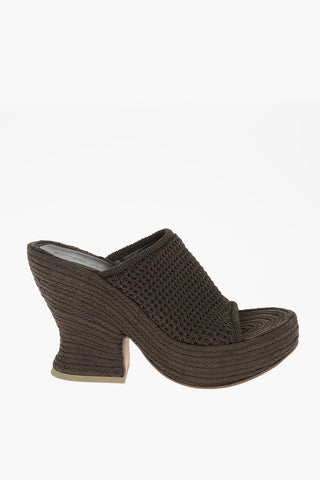Knit Fabric EBONY Mules with Sculptural Heel 11cm