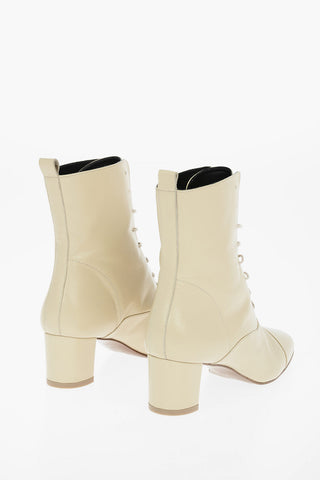 Grained Leather LADA Lace-up Ankle Booties 6cm
