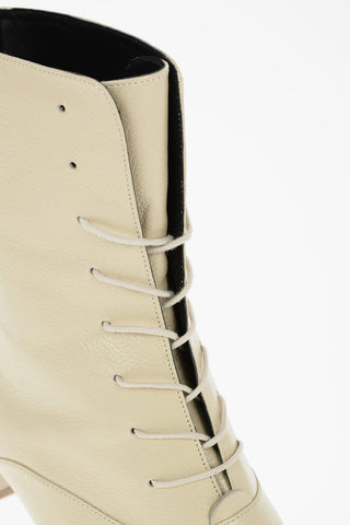 Grained Leather LADA Lace-up Ankle Booties 6cm