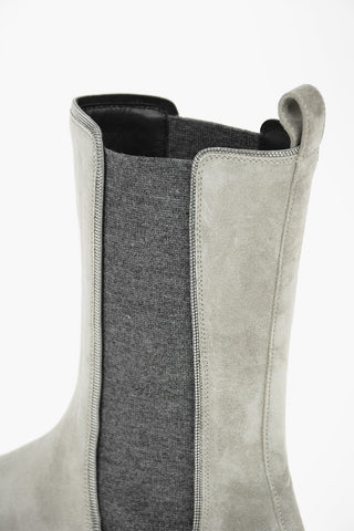 Suede Leather Chelsea Booties with Microbeads Detailing