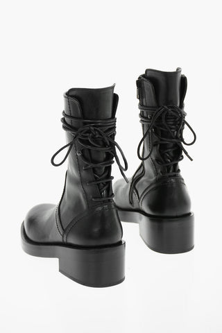 Leather HENRICA Ankle Boots with Back Lace Fastening 6cm