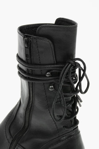 Leather HENRICA Ankle Boots with Back Lace Fastening 6cm