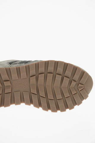 Sneakers Basse in Suede con Dettagli in Microperline