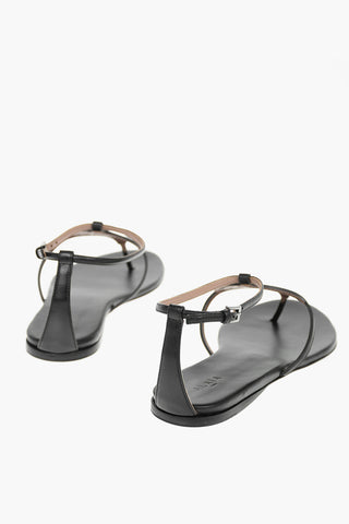 Leather Thong Sandals with Cut-out Detailing