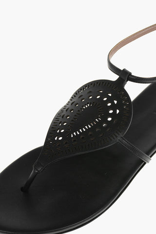 Leather Thong Sandals with Cut-out Detailing