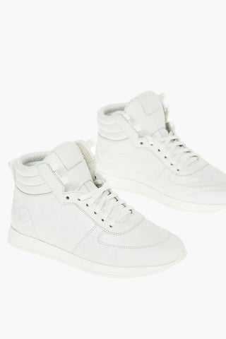 Soft Leather High-top Sneakers with Embossed Monogram Logo