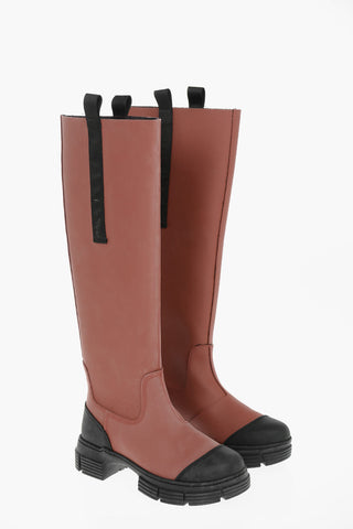 Knee-high Rain Boots with Logoed Bands Detailing