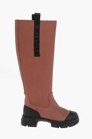 Knee-high Rain Boots with Logoed Bands Detailing