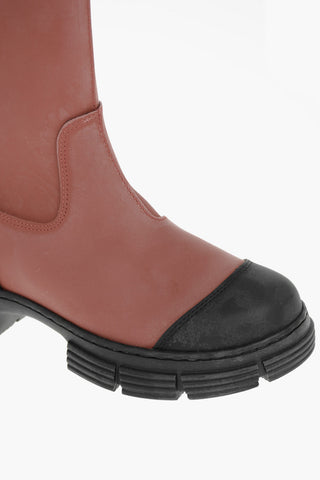 Knee-high Rain Boots with Logoed Bands Detailing