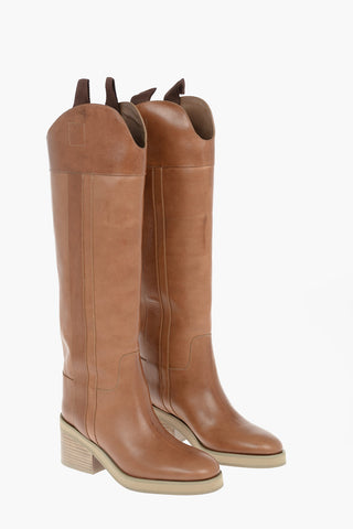 Leather TONYA Over-the-knee Boots with Woody Heel 7cm