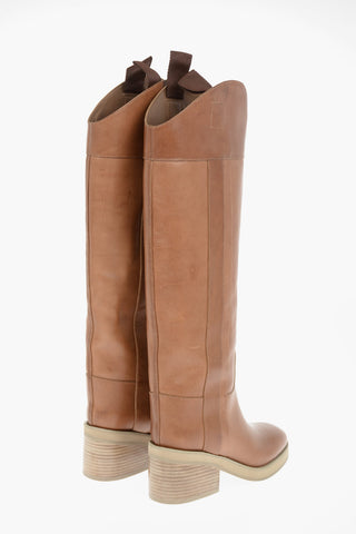Leather TONYA Over-the-knee Boots with Woody Heel 7cm