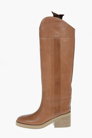 Leather TONYA Over-the-knee Boots with Woody Heel 7cm