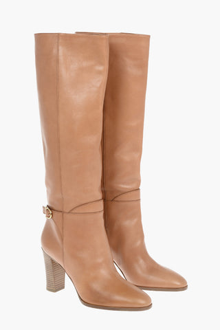 Leather CLAUDE Knee-high Boots embellished with Belt 8,5cm