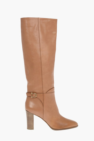 Leather CLAUDE Knee-high Boots embellished with Belt 8,5cm