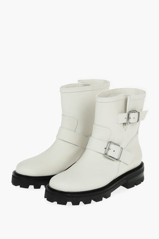 Rubberised Leather YOUTH Ankle Boots embellished with Logoed Buckles