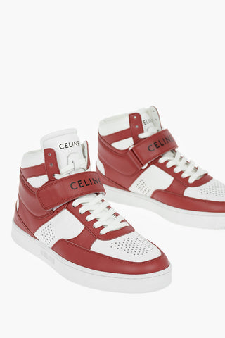 TRAINER Two-tone Leather High-top Sneakers with Lettering Logo