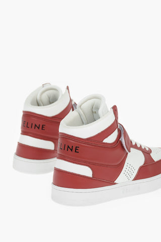 TRAINER Two-tone Leather High-top Sneakers with Lettering Logo