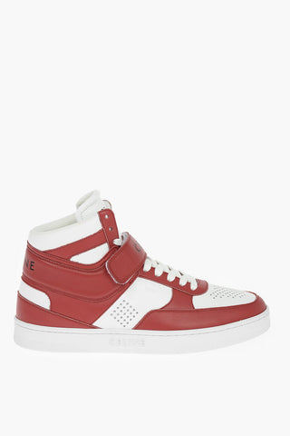 TRAINER Two-tone Leather High-top Sneakers with Lettering Logo